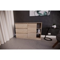 Комод на 3 шухляди Дуб Сонома з боковими полицями(VERTO3B1200DS)