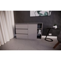 Комод на 3 шухляди Сірий світлий з боковими полицями(VERTO3B1200LG)