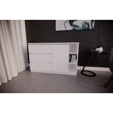 Комод на 3 шухляди білий з боковими полицями(VERTO3B1200WH) Комод на 3 шухляди білий з боковими полицями(VERTO3B1200WH)