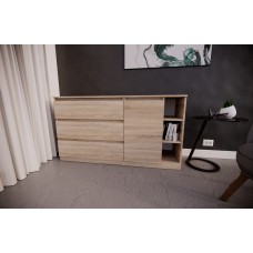 Комод на 3 шухляди Дуб Сонома з боковими полицями(VERTO3B1400DS) Комод на 3 шухляди Дуб Сонома з боковими полицями(VERTO3B1400DS)