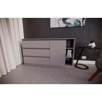 Комод на 3 шухляди Сірий світлий з боковими полицями(VERTO3B1400LG)