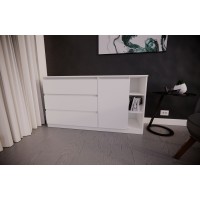Комод на 3 шухляди білий з боковими полицями(VERTO3B1400WH)