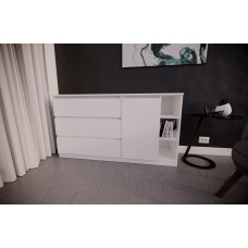 Комод на 3 шухляди білий з боковими полицями(VERTO3B1400WH) Комод на 3 шухляди білий з боковими полицями(VERTO3B1400WH)