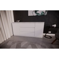 Комод на 3 шухляди білий з боковими відкритими секціями(VERTO3B1600WH)