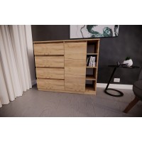 Комод на 4 шухляди Дуб Крафт з боковими полицями(VERTO4B1200DC)