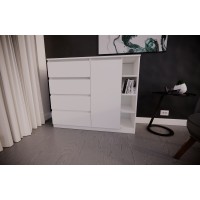 Комод на 4 шухляди білий з боковими полицями(VERTO4B1200WH) Комод на 4 шухляди білий з боковими полицями(VERTO4B1200WH)