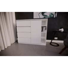 Комод на 4 шухляди білий з боковими полицями(VERTO4B1200WH) Комод на 4 шухляди білий з боковими полицями(VERTO4B1200WH)