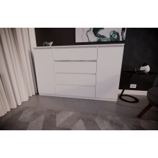 Комод на 4 шухляди білий з боковими відкритими секціями(VERTO4B1600WH) Комод на 4 шухляди білий з боковими відкритими секціями(VERTO4B1600WH)