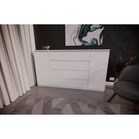 Комод на 4 шухляди білий з боковими відкритими секціями(VERTO4B1800WH) Комод на 4 шухляди білий з боковими відкритими секціями(VERTO4B1800WH)