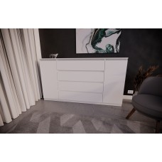 Комод на 4 шухляди білий з боковими відкритими секціями(VERTO4B1800WH) Комод на 4 шухляди білий з боковими відкритими секціями(VERTO4B1800WH)
